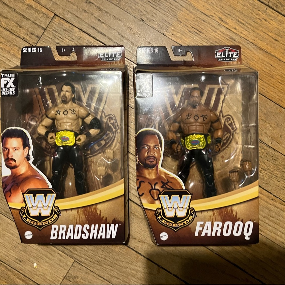 WWE Elite Series 16 Bradshaw & Farooq Action Figures - Black and Yellow